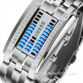 Relógio de luz digital de aço inoxidável com corrente de LED original estiloso punk masculino esporte relógio de pulso analógico inovador masculino reloj